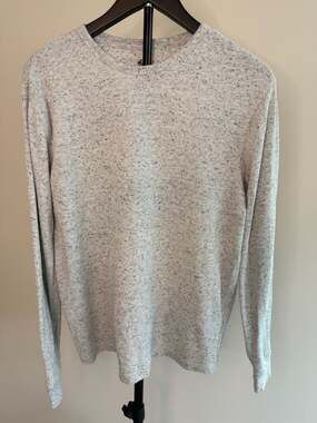 H&M Mens Gray Melange Regular Fit Crewneck Long Sleeve Thermal Sweater Size L